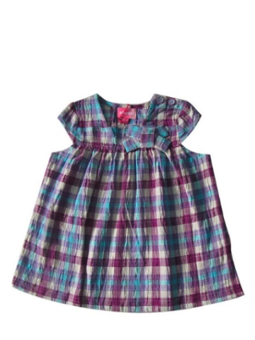 Albetta Gingham Top with Large Bow - Purple