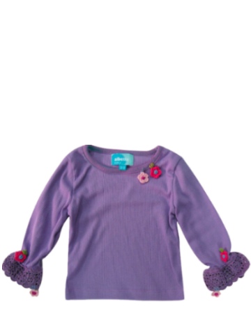 Albetta Long Sleeve T-shirt with Crochet Cuffs - Lilac