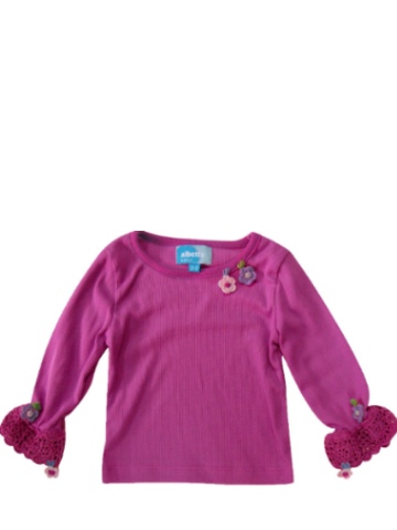 Albetta Long Sleeve T-shirt with Crochet Cuffs - Purple