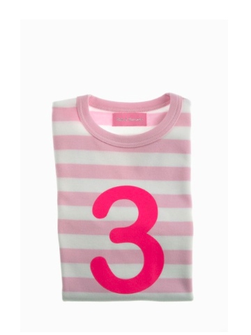 Bob and Blossom Pale Pink & White Striped Number 3 T Shirt