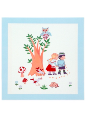 Hansel and Gretel with Blue Border Greeting Card