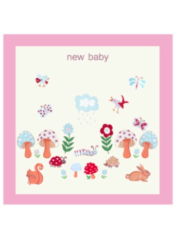 Woodland Scene New Baby Girl Card