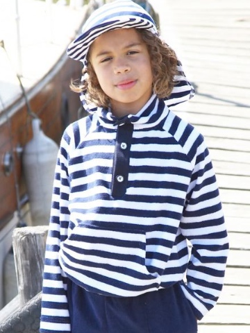 Mitty James Navy and White Towelling Funnel Top