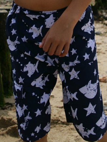 Mitty james Navy Shark Print Boarder Shorts