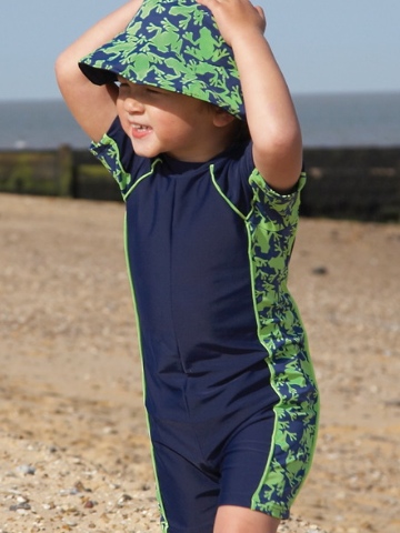 Mitty James All In One UPF Suit - Navy/Green Frog